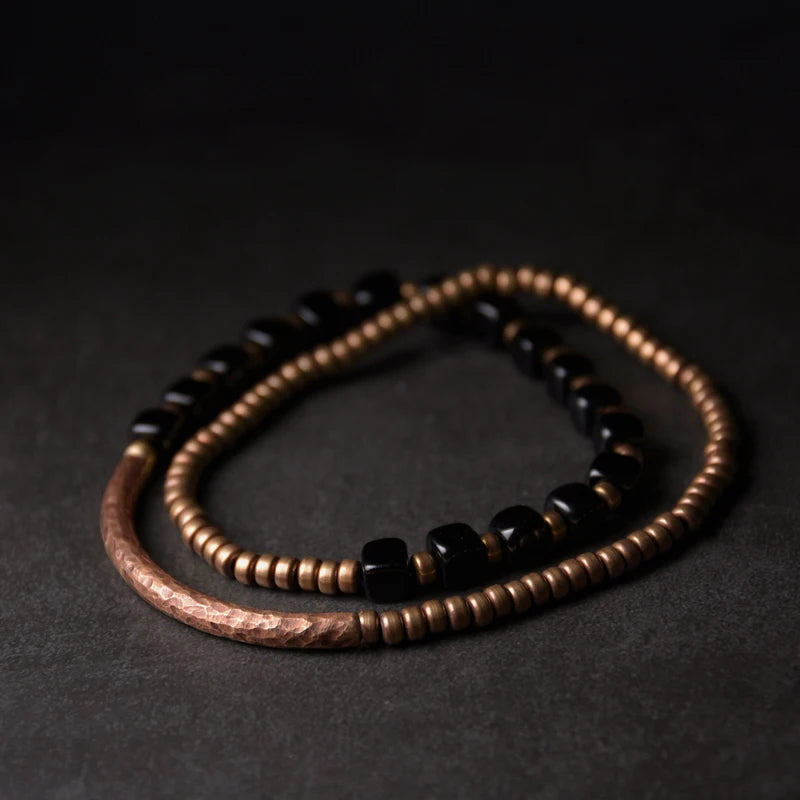 Handgefertigtes Armband aus gehämmertem reinem Kupfer, Vintage-Armband, künstlich, oxidiert, Street-Rock-Stil, Metall, Unisex-Schmuck für Männer und Frauen