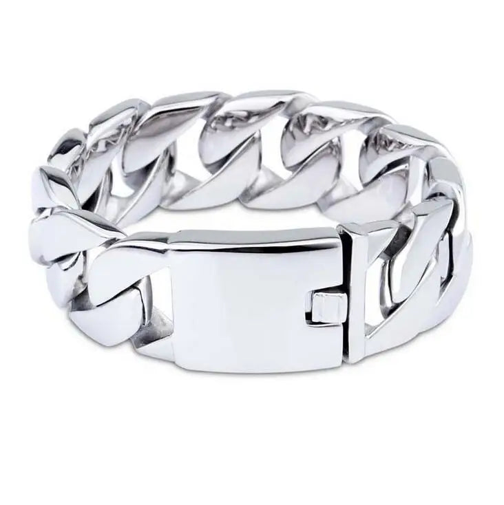20/26/31MM 316L Edelstahl Curb Kubanisches Armband Riesige Schwere Silber Farbe Ton Schmuck Herren Frauen Biker Bike Kette Armbänder