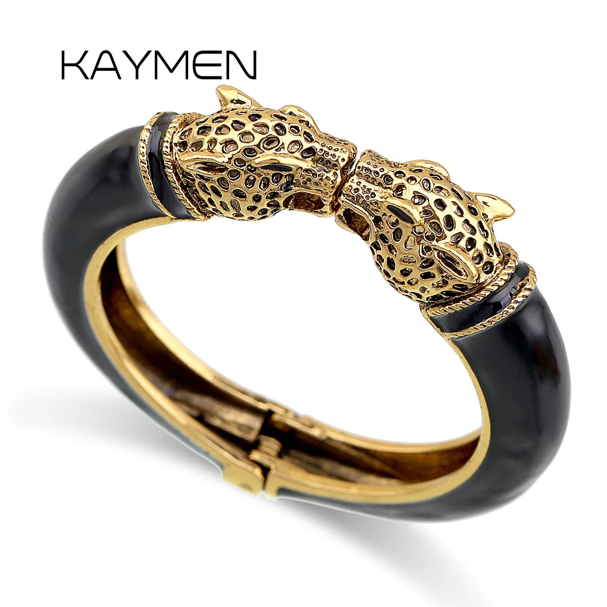 All Seasons Damen-Manschettenarmband für Party, antik vergoldet, Tier-Emaille, Leopardenkopf, Vintage-Armband, trendiger Schmuck