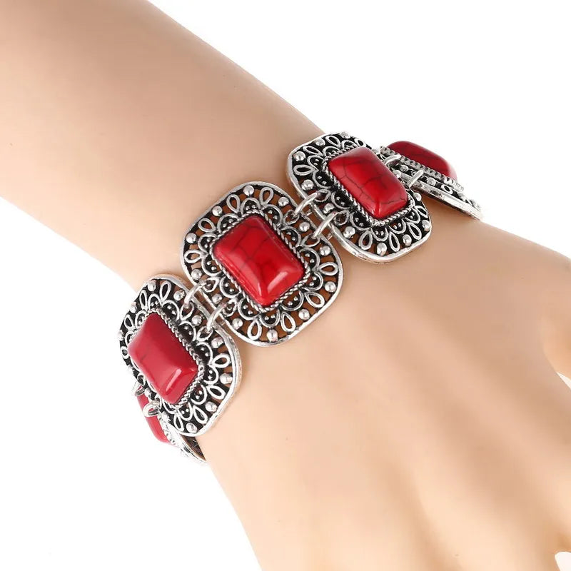 LOVBEAFAS Mode Ethnische Böhmische Armbänder & Armreifen Für Frauen Rot Blau Stein Vintage Strand Boho Einstellbare Armbänder Schmuck