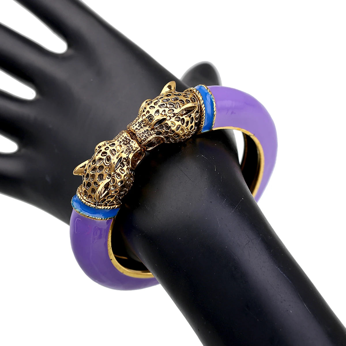 All Seasons Damen-Manschettenarmband für Party, antik vergoldet, Tier-Emaille, Leopardenkopf, Vintage-Armband, trendiger Schmuck
