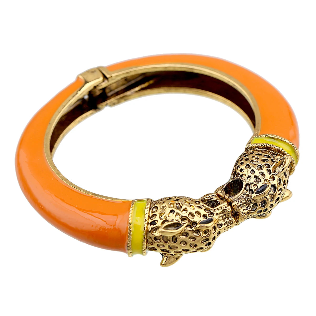 All Seasons Damen-Manschettenarmband für Party, antik vergoldet, Tier-Emaille, Leopardenkopf, Vintage-Armband, trendiger Schmuck