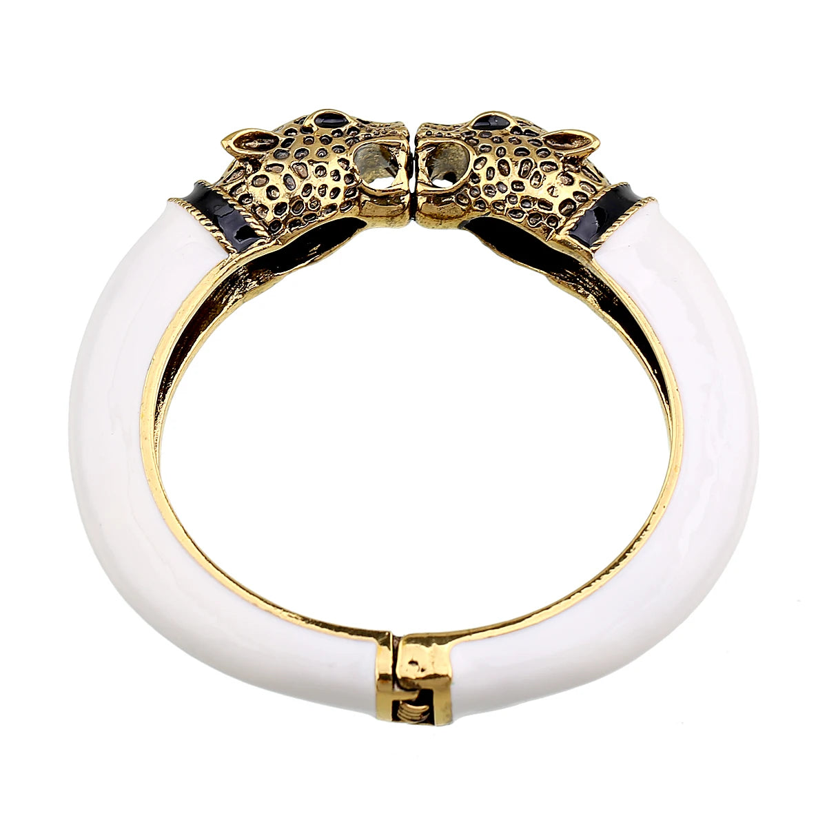 All Seasons Damen-Manschettenarmband für Party, antik vergoldet, Tier-Emaille, Leopardenkopf, Vintage-Armband, trendiger Schmuck