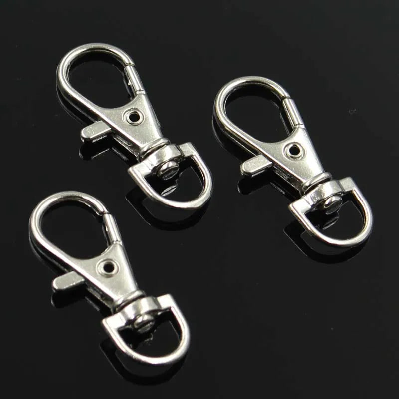 10 Stück Großhandel Silber Farbe Rhodium Karabinerverschluss Clips Schlüsselhaken Schlüsselanhänger Split Schlüsselanhänger Erkenntnisse Verschlüsse DIY Schlüsselanhänger Herstellung