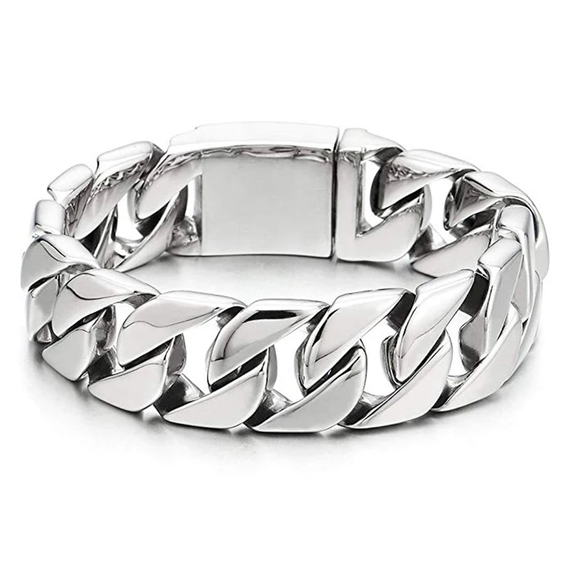 20/26/31MM 316L Edelstahl Curb Kubanisches Armband Riesige Schwere Silber Farbe Ton Schmuck Herren Frauen Biker Bike Kette Armbänder