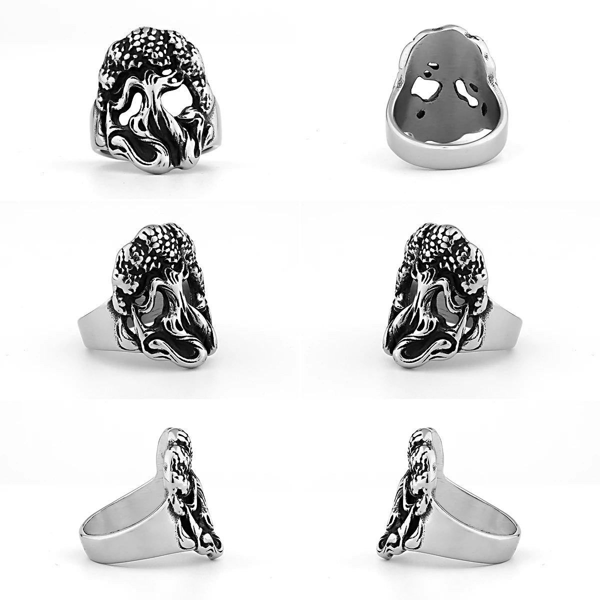 Nordic Viking Edelstahl Ring Anker Kompass Baum des Lebens Viking Rune Wolf Männer und Frauen Ring Schmuck Fabrik Großhandel