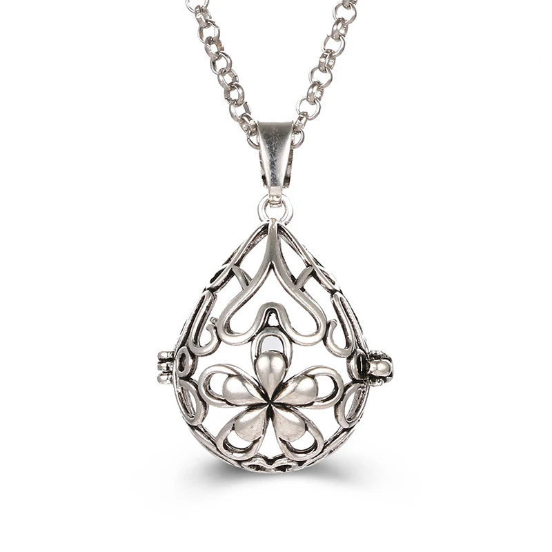 2020 beliebte Multi-Stile hohle Vintage-Halskette Schmuck Musik Ball Schwangerschaft Glocke Halskette Aroma ätherisches Öl Medaillon Anhänger