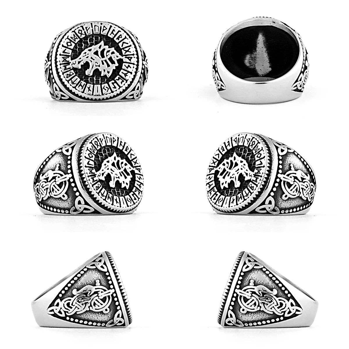 Nordic Viking Edelstahl Ring Anker Kompass Baum des Lebens Viking Rune Wolf Männer und Frauen Ring Schmuck Fabrik Großhandel
