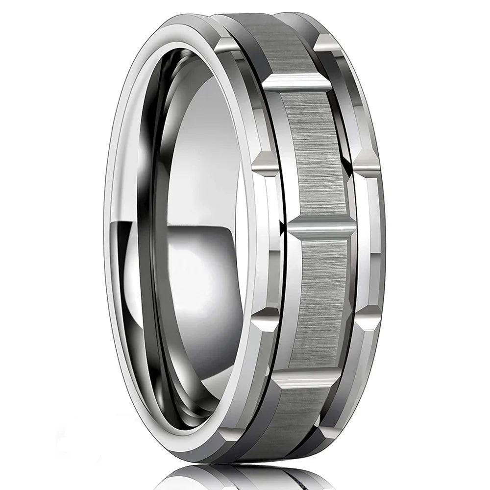 Moderne 8mm Schwarz Titan stahl Ringe für Männer Frauen Nut Facetten Edelstahl Männer Ring Hochzeit Band schmuck Großhandel