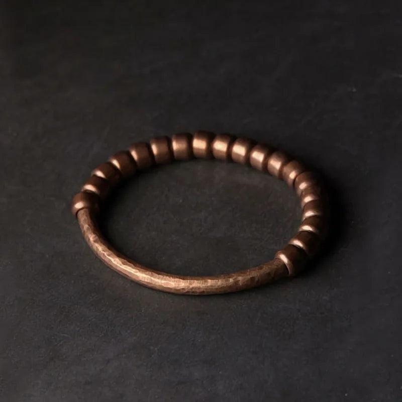 Handgefertigtes Armband aus gehämmertem reinem Kupfer, Vintage-Armband, künstlich, oxidiert, Street-Rock-Stil, Metall, Unisex-Schmuck für Männer und Frauen