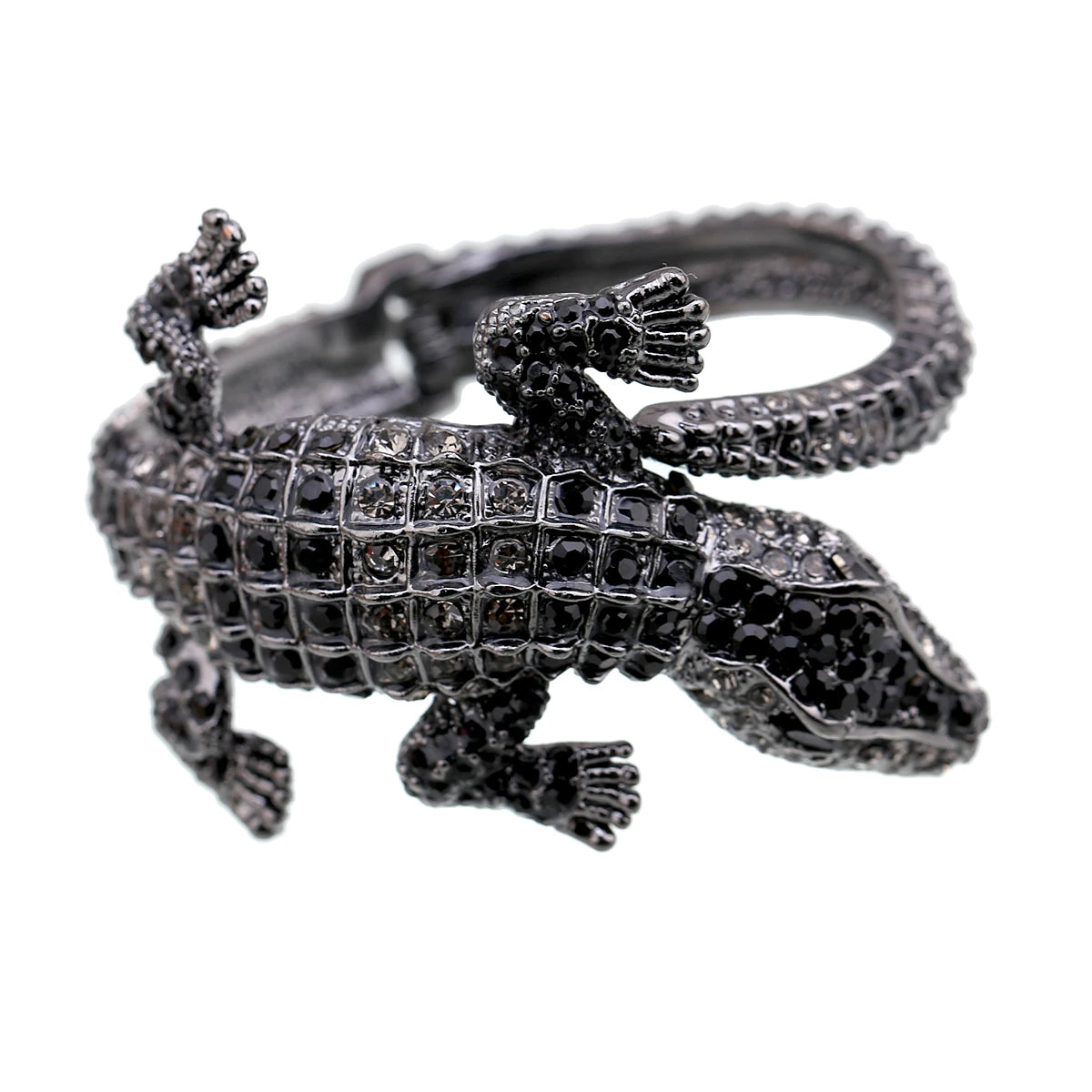 Neue Mode Tier Stil Vintage Krokodil Armreif Antike Goldene Überzogene Volle Strass Manschette Armreif Schmuck 4 Farben