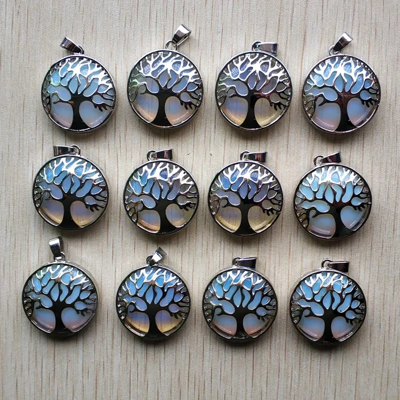 Großhandel 12 teile/los mode naturstein legierung baum des lebens mix Anhänger für halsketten schmuck zubehör machen schnelle versand