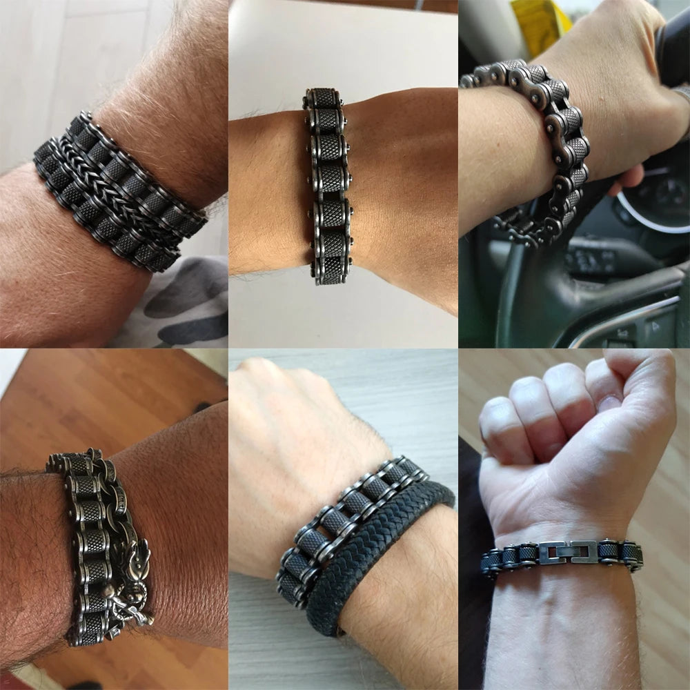 Retro Schwere Bürste Edelstahl Motorrad Kette Armband 11/13 MM Breite Herren Frauen Bike Biker Armbänder Hip-Hop Schmuck 19-23 cm