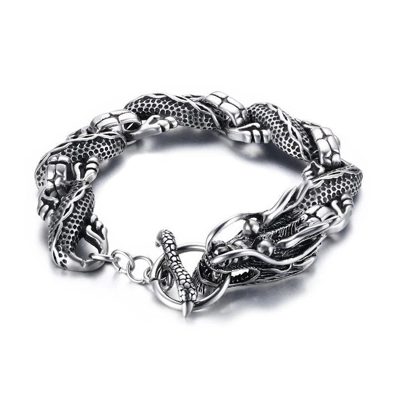 Ethnische Wind Drachen Armband Vintage Silber Überzogene Drachen Manschette Armreifen Männer der Motorrad Reiten Charme Schmuck Geschenk