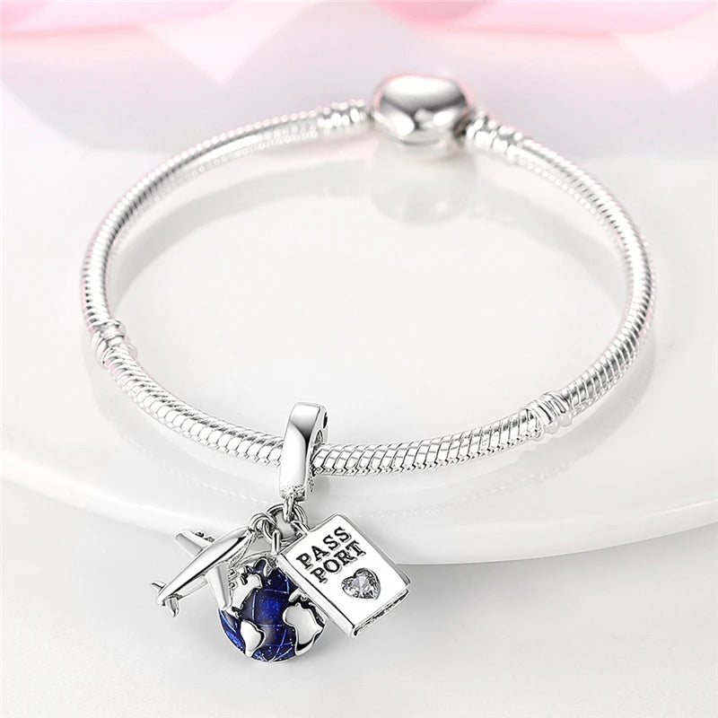 Echtes 925 Sterling Silber Buch Und Kaffeetasse Charms Fit Original Pand 3mm Armband Anhänger Perlen Frauen Edlen schmuck