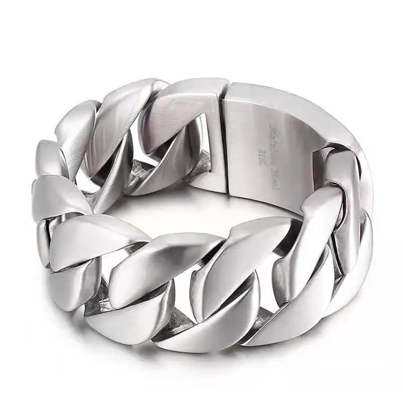 20/26/31MM 316L Edelstahl Curb Kubanisches Armband Riesige Schwere Silber Farbe Ton Schmuck Herren Frauen Biker Bike Kette Armbänder