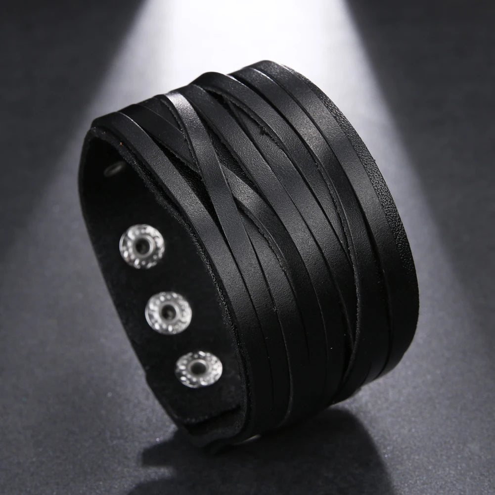 2024 Trend Schmuck Vintage Handgemachte Webart Echtes Leder Armband Männer Personalisierte Manschette Breite Leder Armband Pulsera Hombre