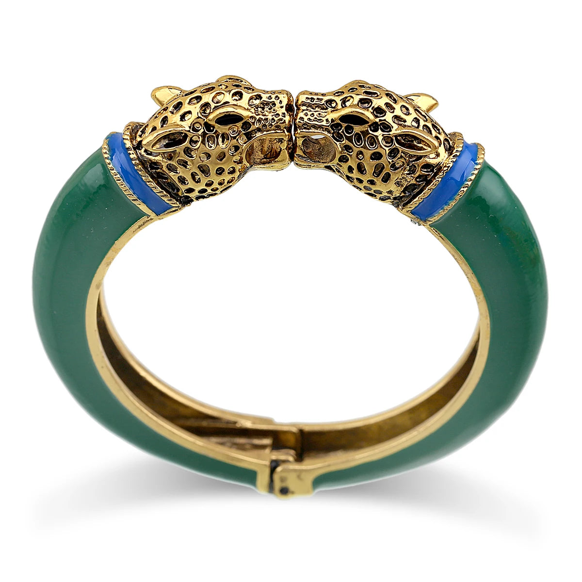 All Seasons Damen-Manschettenarmband für Party, antik vergoldet, Tier-Emaille, Leopardenkopf, Vintage-Armband, trendiger Schmuck
