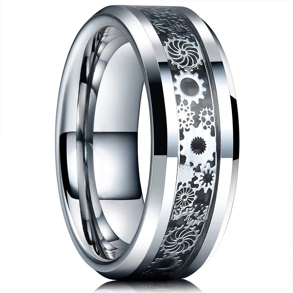 Moderne 8mm Schwarz Titan stahl Ringe für Männer Frauen Nut Facetten Edelstahl Männer Ring Hochzeit Band schmuck Großhandel