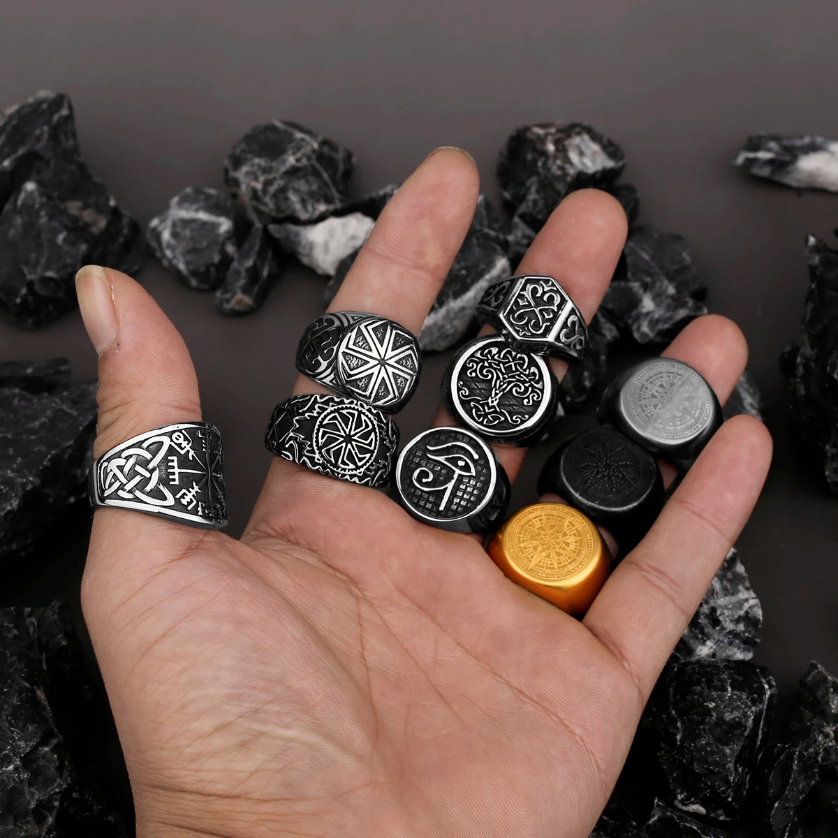 Nordic Viking Edelstahl Ring Anker Kompass Baum des Lebens Viking Rune Wolf Männer und Frauen Ring Schmuck Fabrik Großhandel