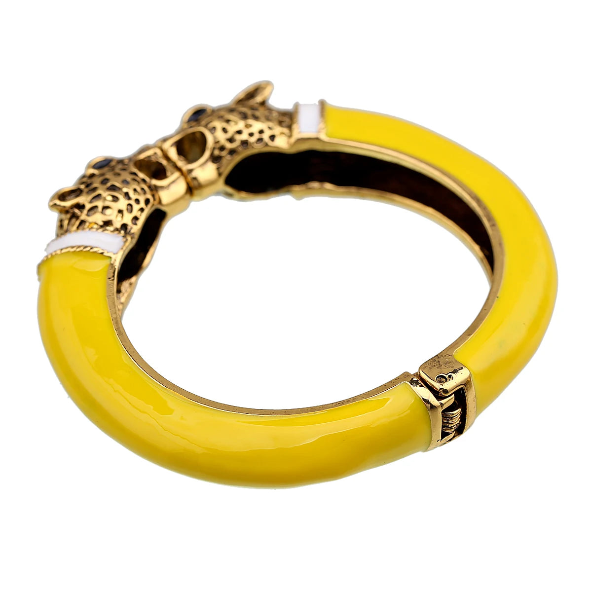 All Seasons Damen-Manschettenarmband für Party, antik vergoldet, Tier-Emaille, Leopardenkopf, Vintage-Armband, trendiger Schmuck