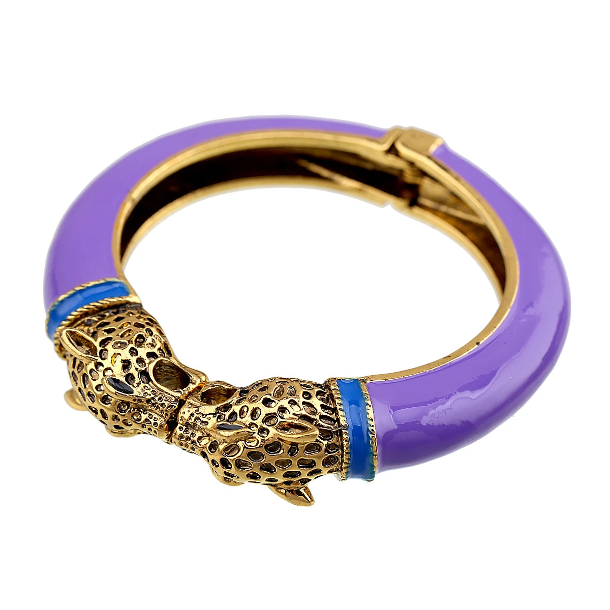 All Seasons Damen-Manschettenarmband für Party, antik vergoldet, Tier-Emaille, Leopardenkopf, Vintage-Armband, trendiger Schmuck