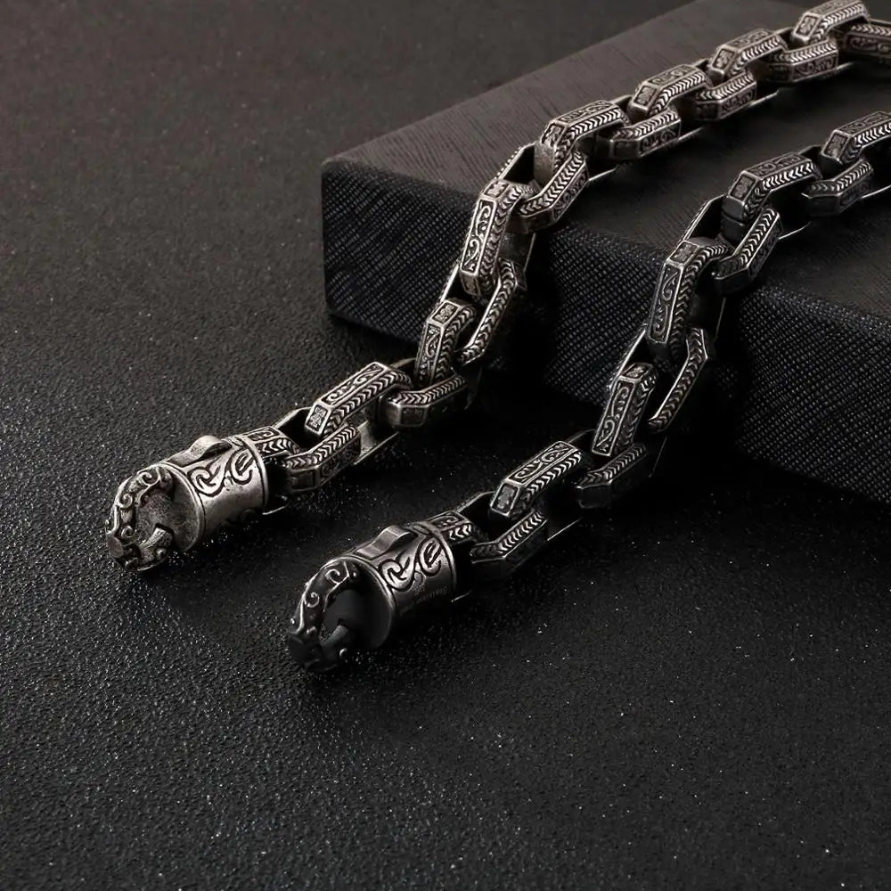 Fongten Vintage Quadrat Armband Für Männer Edelstahl Totem Viking Charme Schwere Armbänder Armreif Männlichen Schmuck Pulsera Großhandel