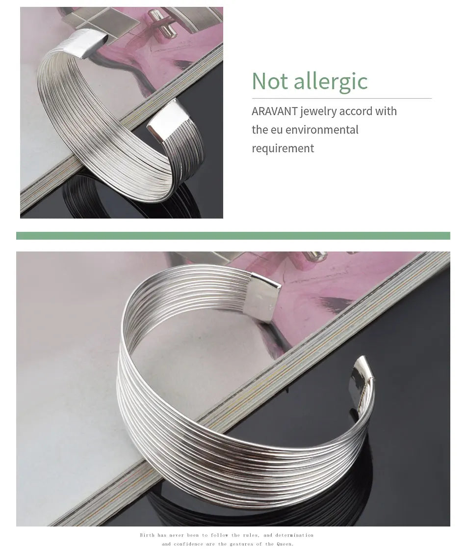 Aravant Silber Multi Line Armband & Armreif für Frauen Modeschmuck Geschenk