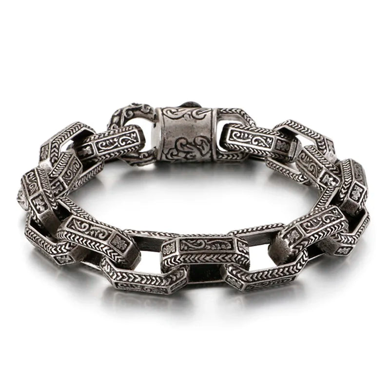 Fongten Vintage Quadrat Armband Für Männer Edelstahl Totem Viking Charme Schwere Armbänder Armreif Männlichen Schmuck Pulsera Großhandel
