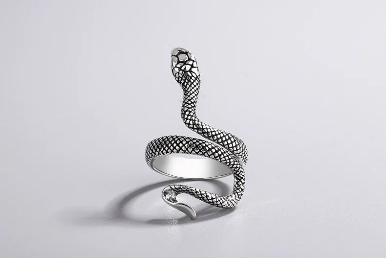 Retro Thai Silber Wicklung Schlangenform 925 Sterling Silber Schmuck Persönlichkeit Dominierendes Tier Exquisite Öffnungsringe R295