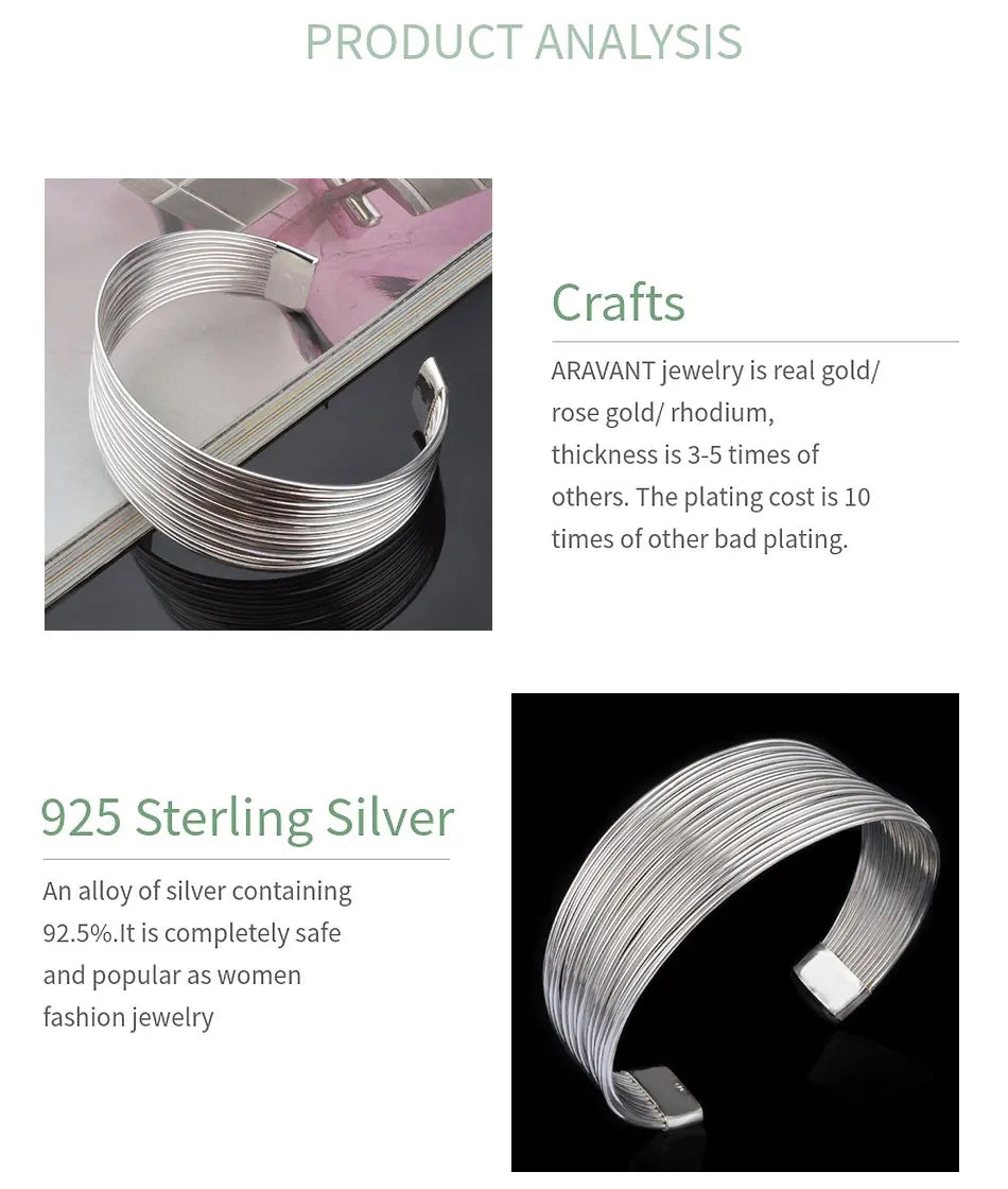 Aravant Silber Multi Line Armband & Armreif für Frauen Modeschmuck Geschenk