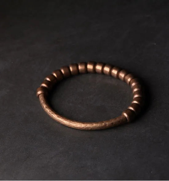 Handgefertigtes Armband aus gehämmertem reinem Kupfer, Vintage-Armband, künstlich, oxidiert, Street-Rock-Stil, Metall, Unisex-Schmuck für Männer und Frauen