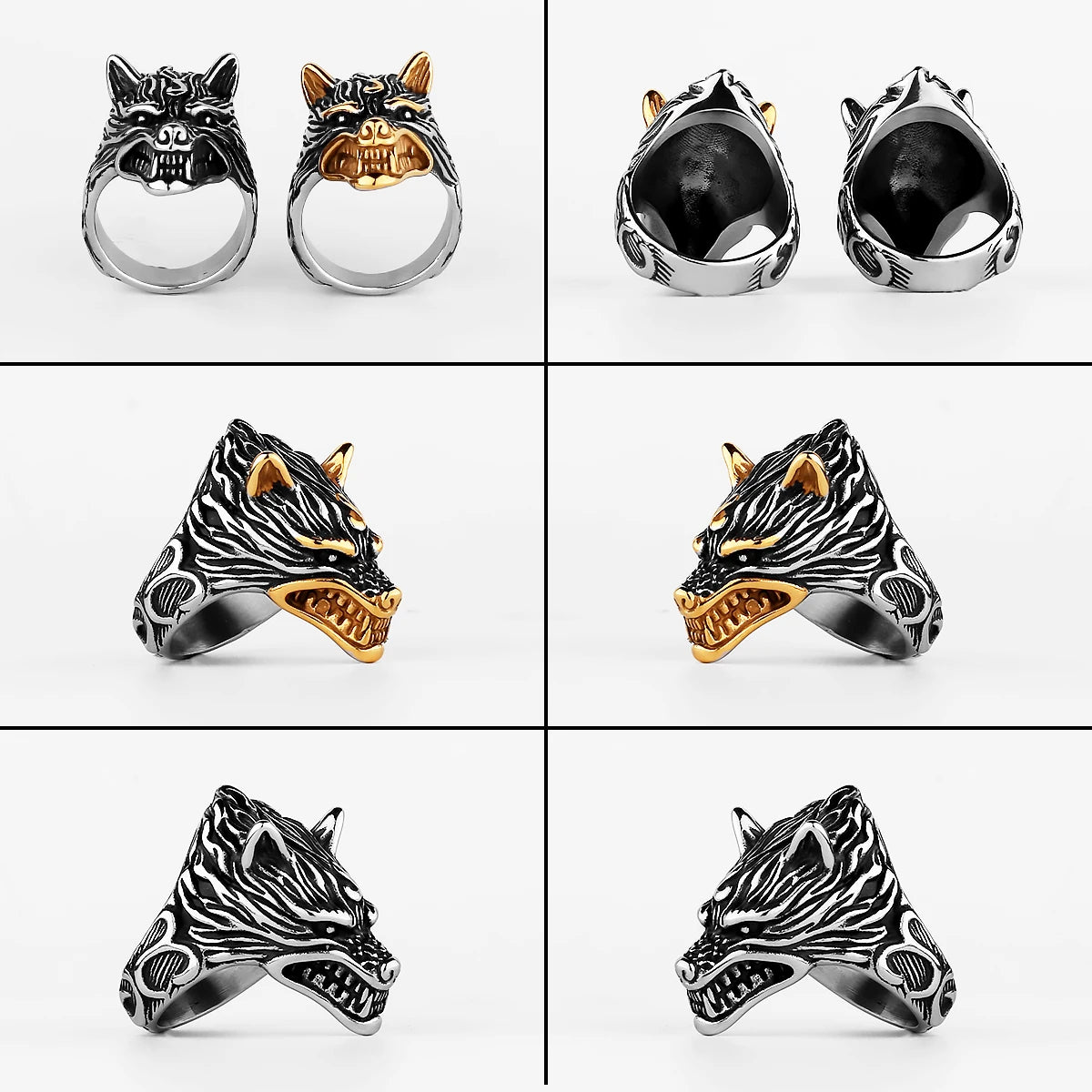 Nordic Viking Edelstahl Ring Anker Kompass Baum des Lebens Viking Rune Wolf Männer und Frauen Ring Schmuck Fabrik Großhandel