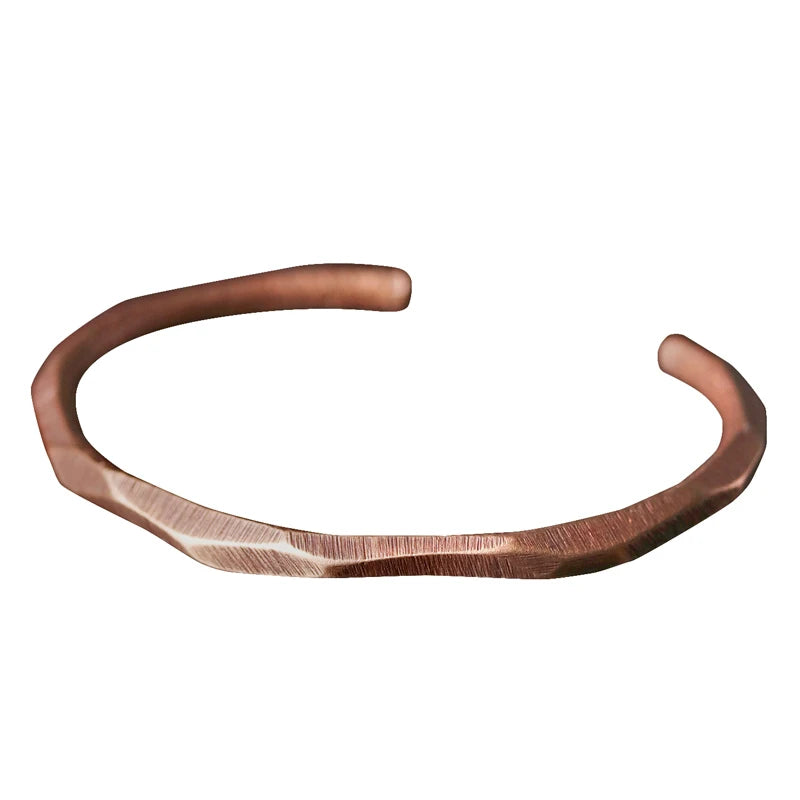 Handgefertigtes Armband aus reinem Kupfer, Kunsthandwerk, alter Manschettenarmreif, rustikaler Punk, Unisex, Wikinger-Schmuck, Straße, rotes Metall