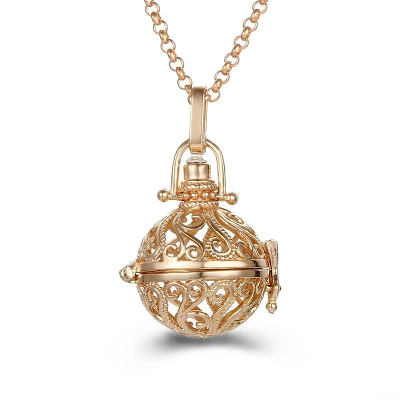 2020 beliebte Multi-Stile hohle Vintage-Halskette Schmuck Musik Ball Schwangerschaft Glocke Halskette Aroma ätherisches Öl Medaillon Anhänger