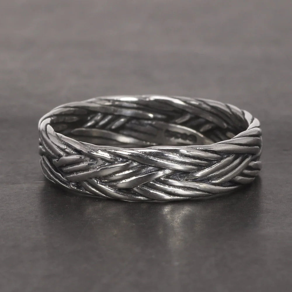 Wikinger-Schmuck, geflochtener Ring aus 925er-Sterlingsilber für Männer und Frauen, Paar-Eheringe für Liebhaber
