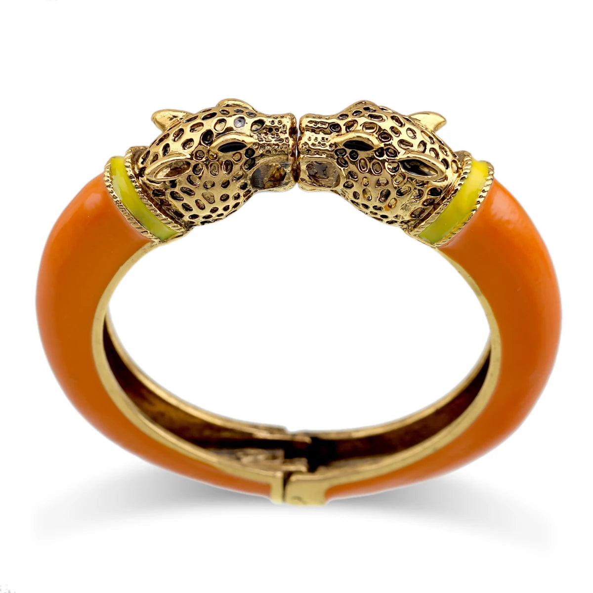 All Seasons Damen-Manschettenarmband für Party, antik vergoldet, Tier-Emaille, Leopardenkopf, Vintage-Armband, trendiger Schmuck