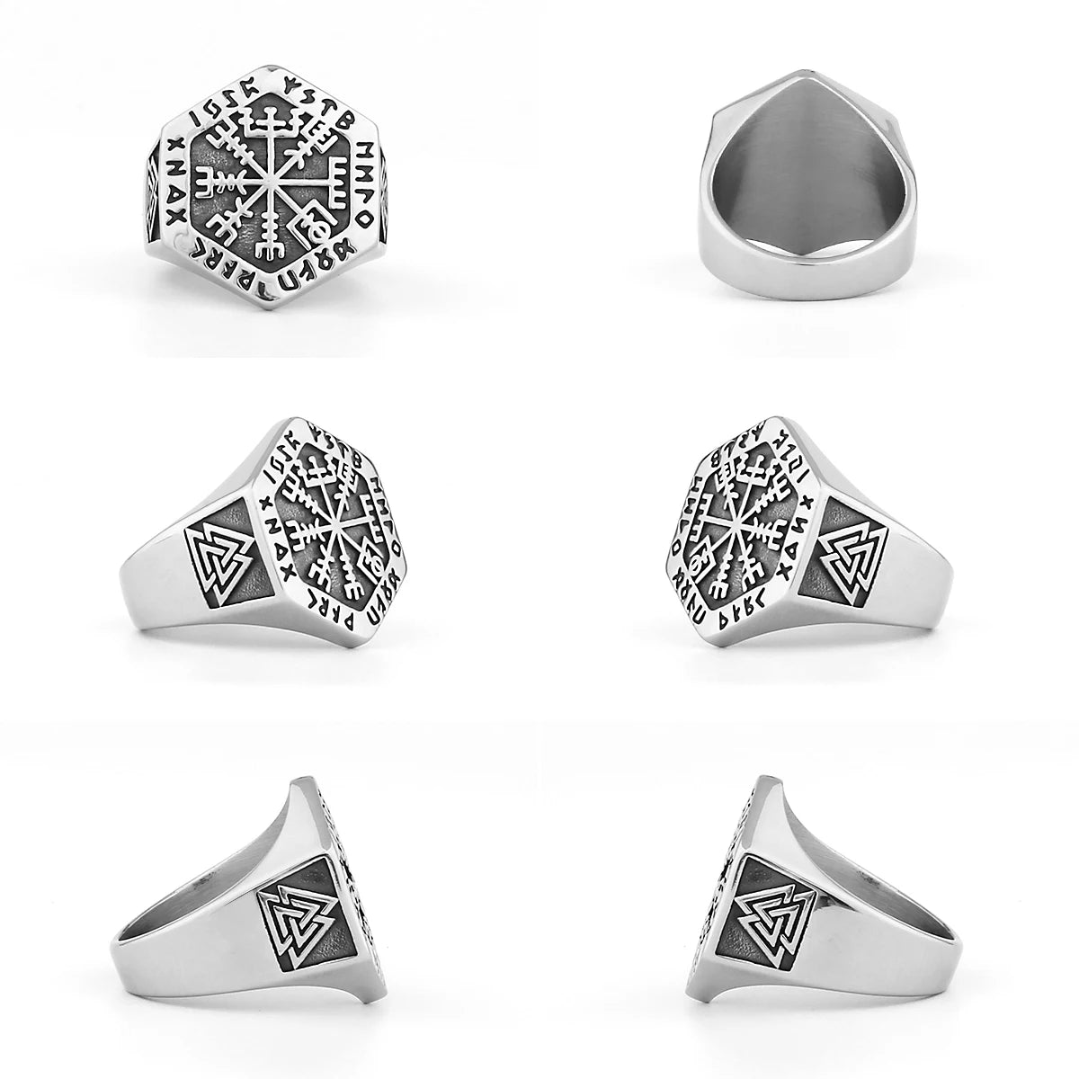 Nordic Viking Edelstahl Ring Anker Kompass Baum des Lebens Viking Rune Wolf Männer und Frauen Ring Schmuck Fabrik Großhandel