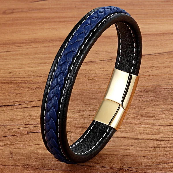 TYO Stainless Steel Leather Bangles Magnetic Clasp Braided Trendy Men Bracelet Wristband Charm Male Wrist Band Gifts Wholesale