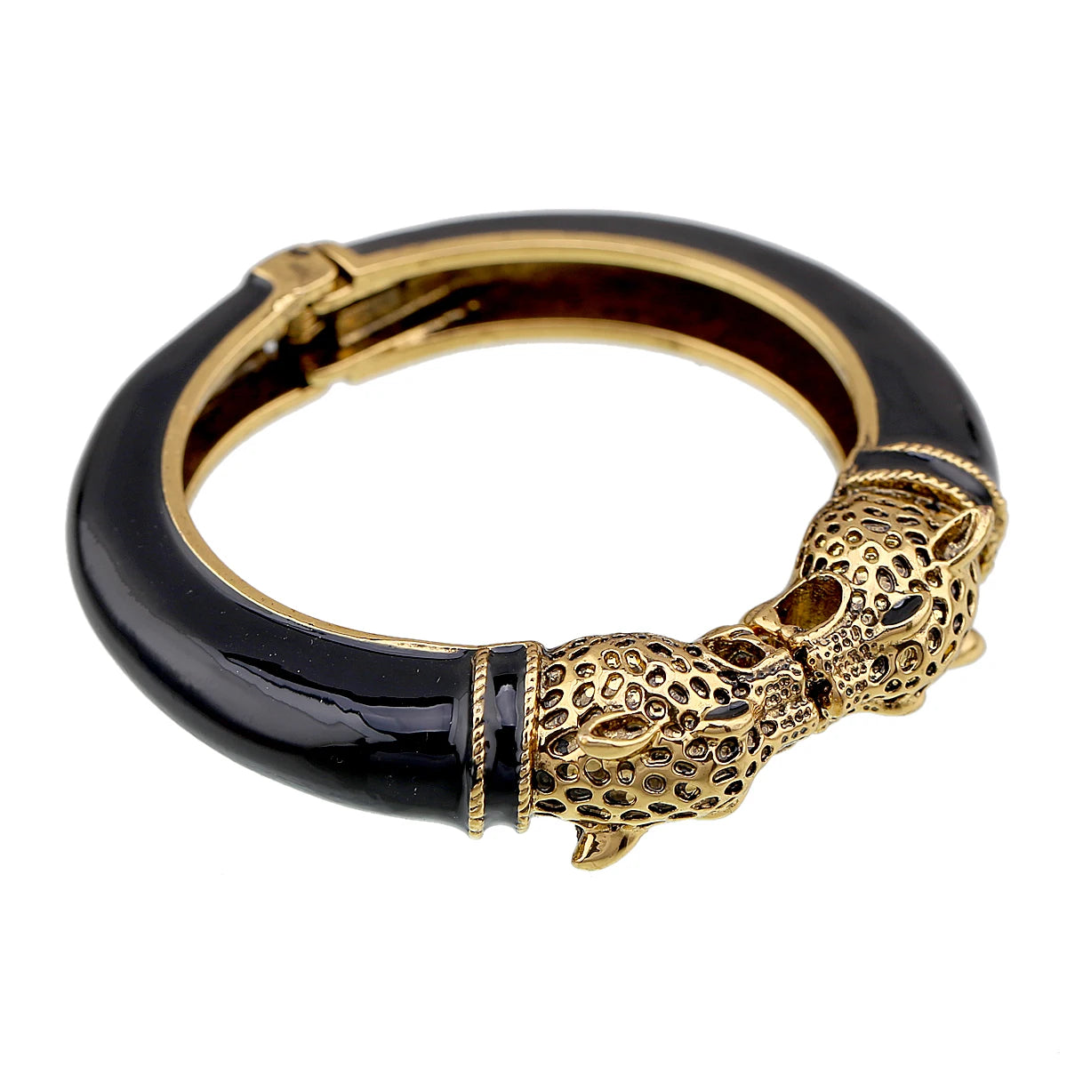 All Seasons Damen-Manschettenarmband für Party, antik vergoldet, Tier-Emaille, Leopardenkopf, Vintage-Armband, trendiger Schmuck