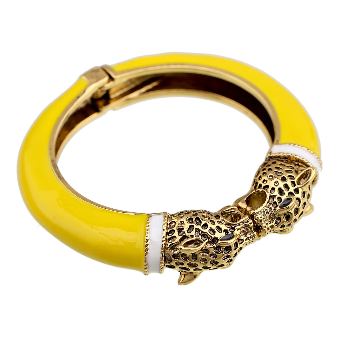 All Seasons Damen-Manschettenarmband für Party, antik vergoldet, Tier-Emaille, Leopardenkopf, Vintage-Armband, trendiger Schmuck