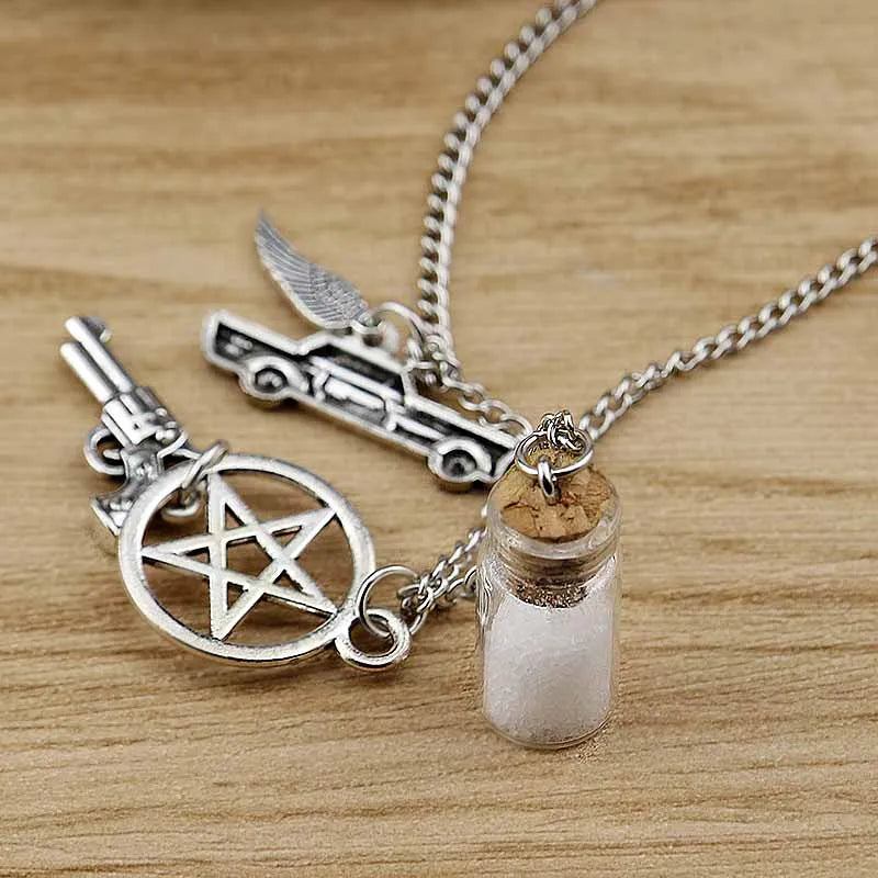 Supernatural Dean Leder Seil Kupferfarben Anhänger Kette Halskette für Frauen Männer Winchester Jensen Ackles Amulett Vintage Schmuck Goth