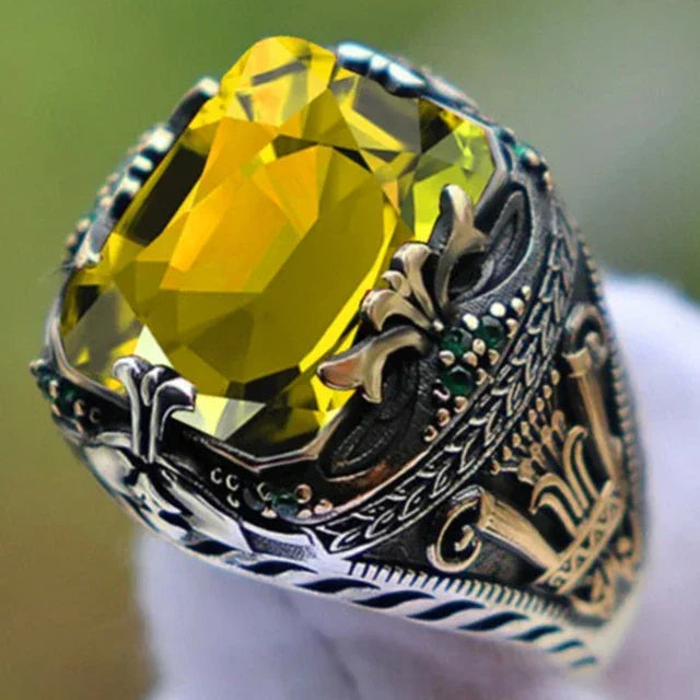 Europäischer und amerikanischer eingelegter Smaragd-Herrenring Türkei Retro dominanter Persönlichkeitsring, um den Bankett-Party-Schmuck teilzunehmen