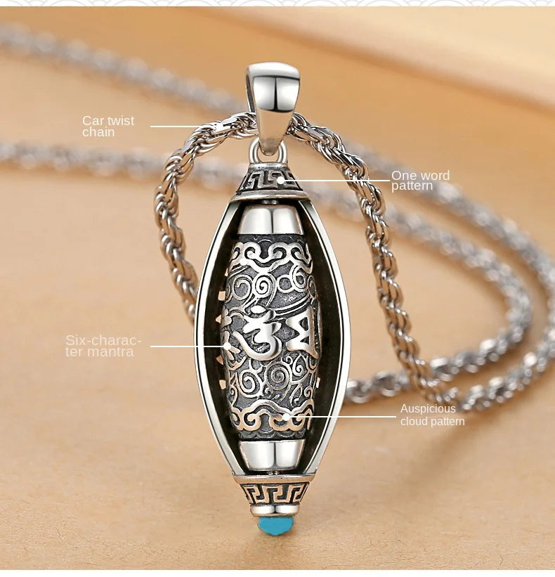 Mode Sechs-charakter Schrift Buddha Halskette für Männer und Frauen Retro Hohl Muster Gebet Räder Anhänger Schmuck Zubehör