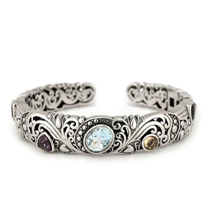 2024 neuen Stil Vintage Thai Silber glänzenden Kristall weiblichen Armreif Promotion Schmuck für Frauen Muttertag Geschenke nie verblassen