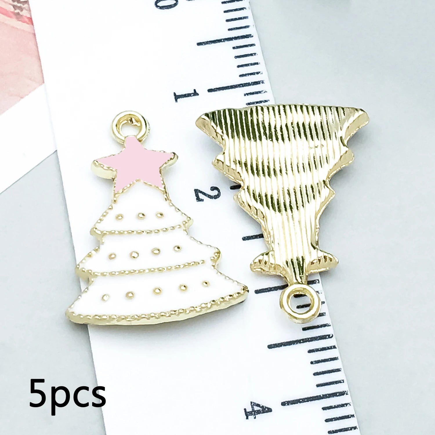 5/20 Stück Legierung Emaille Pulver weiß Weihnachten Anhänger Schmuck machen DIY Schlüsselanhänger Ohrringe Charms für Schmuck Armbänder Halskette