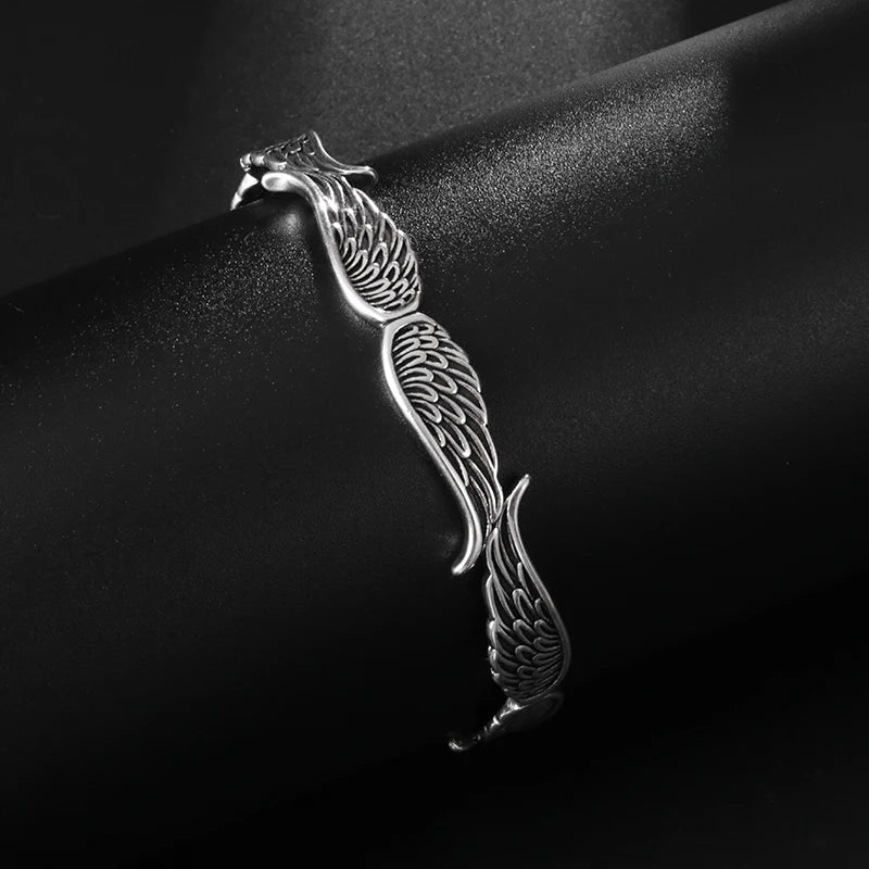Retro Kreatives Design Engelsflügel Metall Offene Armreif Armbänder für Männer Frauen Cool Glamour Party Biker Schmuck