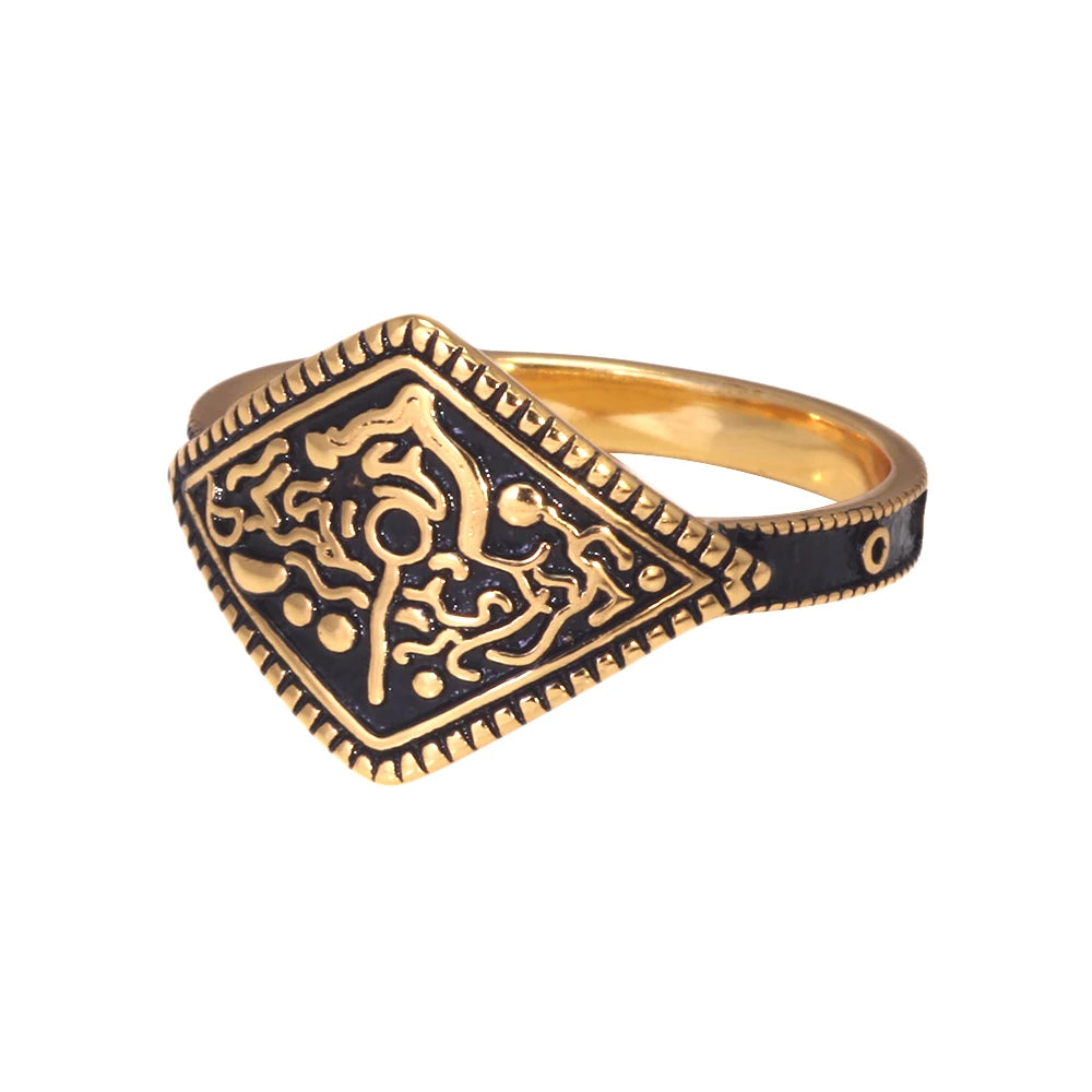 Game Dark Souls Series Ring der Gastgeschenk aus echtem 925er-Sterlingsilber mit Retro-Vergoldung für Männer und Frauen, Fans, Cosplay-Schmuck
