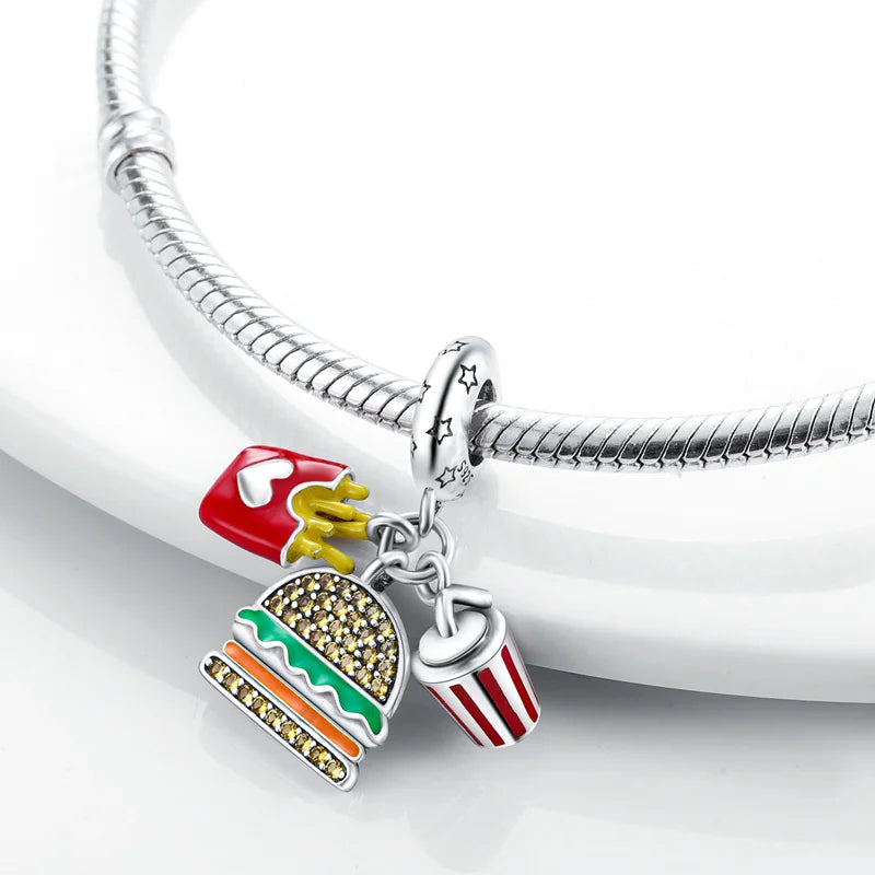 Echtes 925 Sterling Silber Buch Und Kaffeetasse Charms Fit Original Pand 3mm Armband Anhänger Perlen Frauen Edlen schmuck