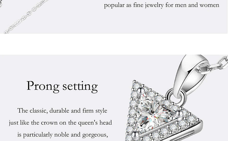 PERFANY 0,5/1CT Dreieckige Moissanit Halskette für Frauen S925 Reinem Silber Labor Diamant Anhänger Mode Schmuck Party Geschenk